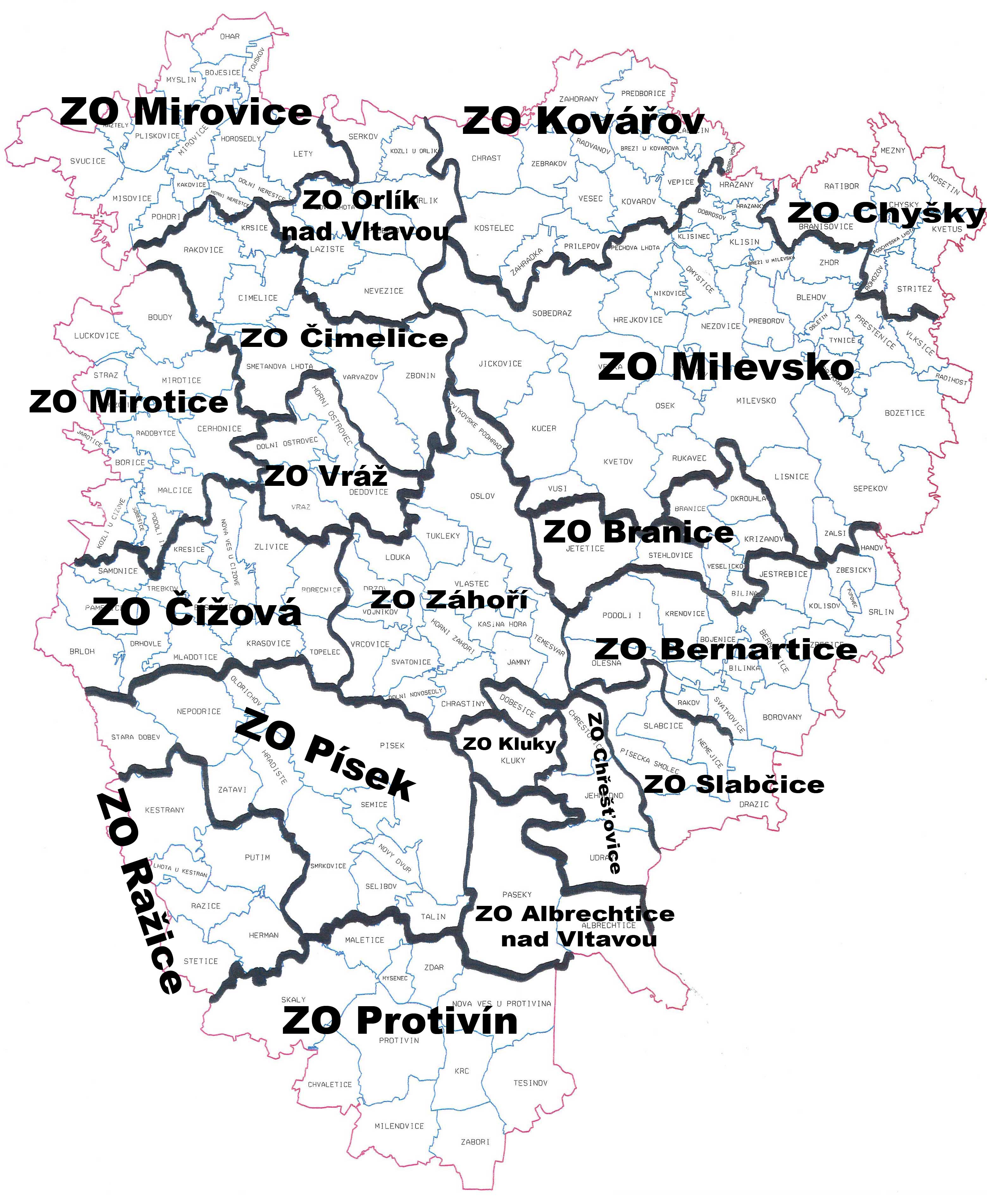 Mapa včelařství na Píseckém okrese